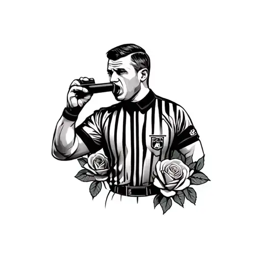Rugby Referee Blowing A Whistle Made Of Roses