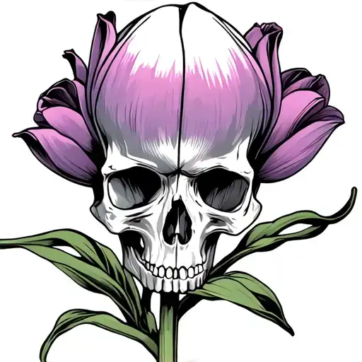 Skull And Closed Tulip