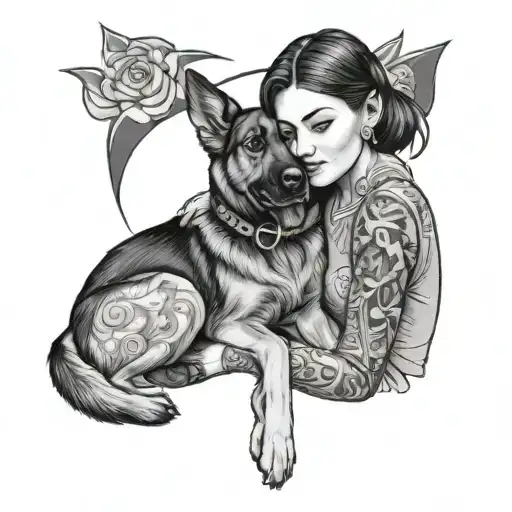 Girl Hugging German Shepard