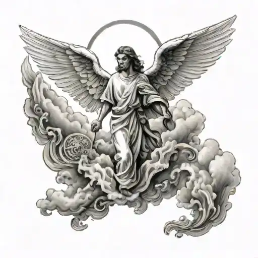 Walking To Heaven With Angel And An Eye On Top