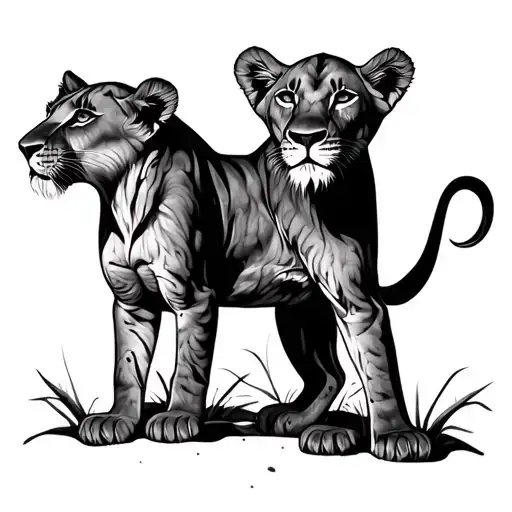Lioness And Cub