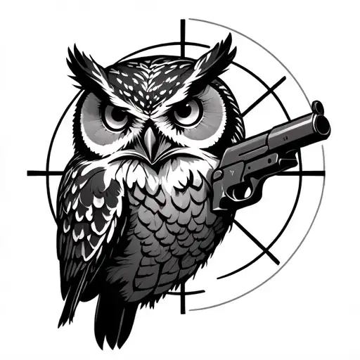 Owl In Crosshairs Gun