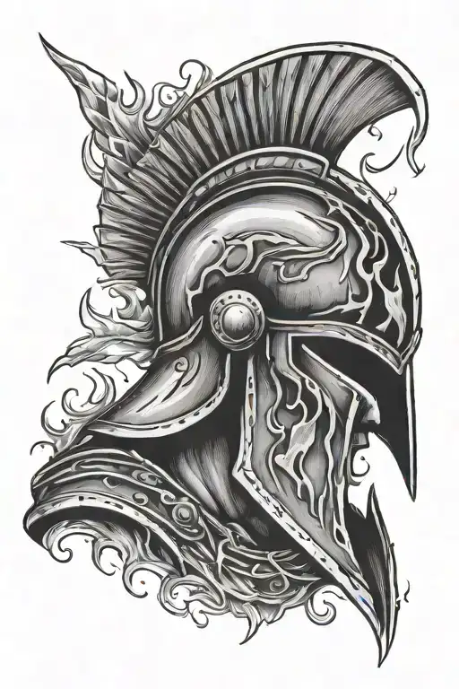 Spartan Helmet Engulfed In Flames