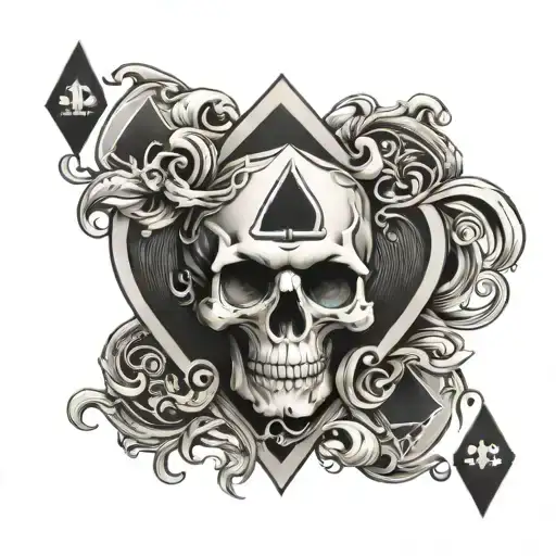 Ace Of Spades Playing Card Skull In The Middle