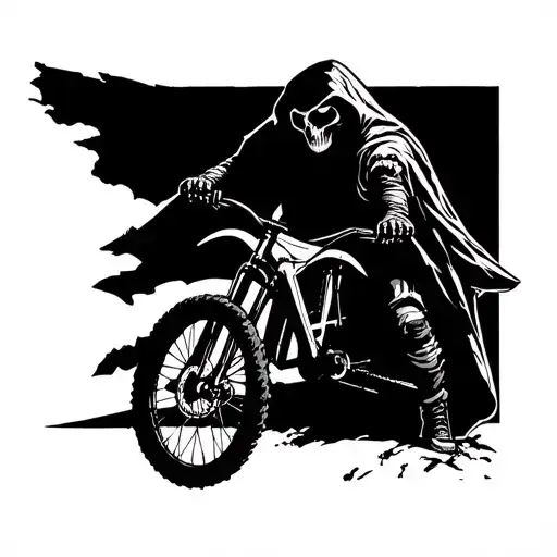 Grim Reaper Mountain Bike Silhouette Simple