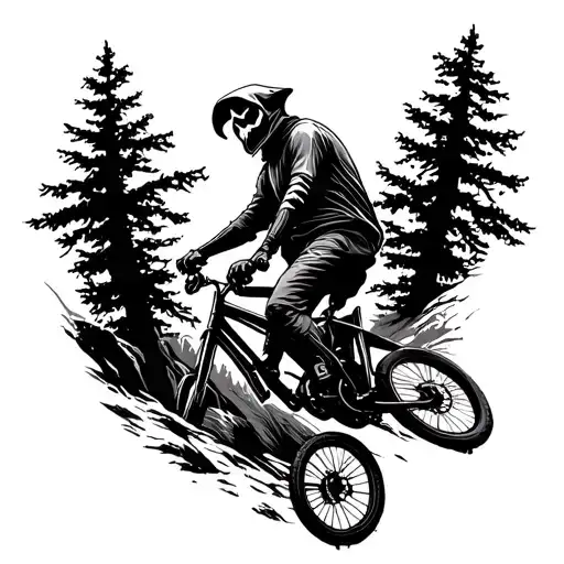 Grim Reaper Mountain Bike Silhouette Simple