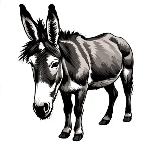 A Cool Donkey In Minimal Fine Line