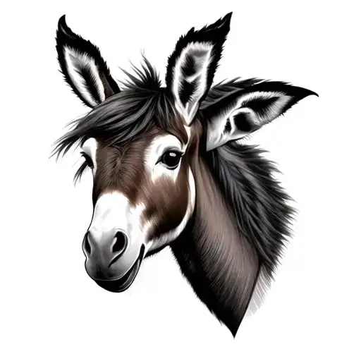 A Front Facing Donkey In Minimal Fine Line