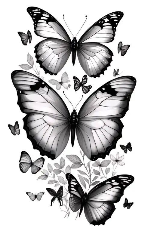 Multiple Small Butterflies