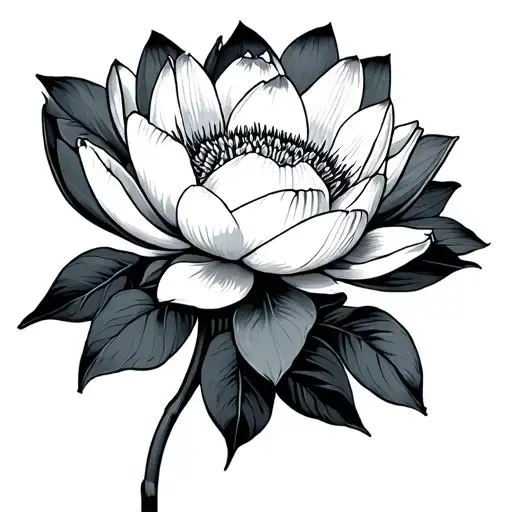 Japanese Style Peony Flower Blooming Lotus Flower