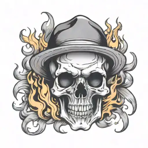 Skull Wearing Top Hot With Flames