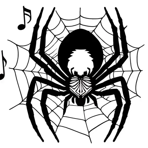 Create A Black Tattoo With A Spider Using Its Web To Make The Music Staff