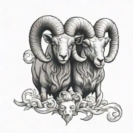 Rams Butting Heads Full Body