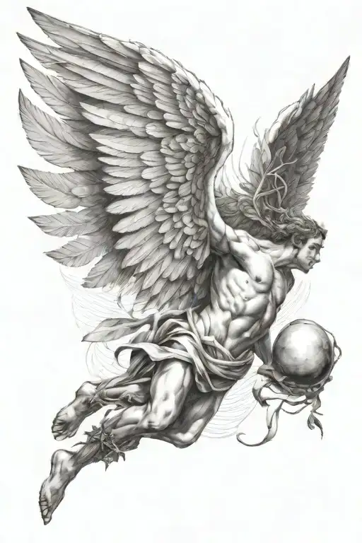 Icarus Falling From The Sky Backwards Reaching Up With One Arm Add Olive Branches