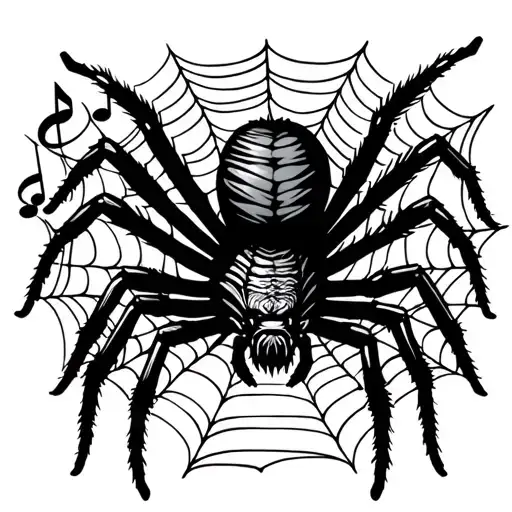 Create A Black Tattoo With A Spider Using Its Web To Make The Music Staff