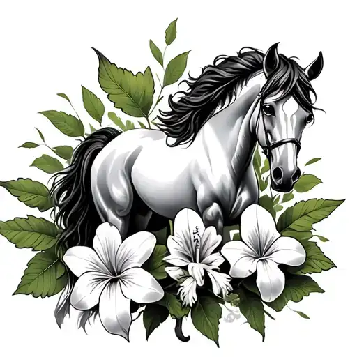 Horse Shamrock Lily Flower Mushroom Canabis Leaf Intertwined