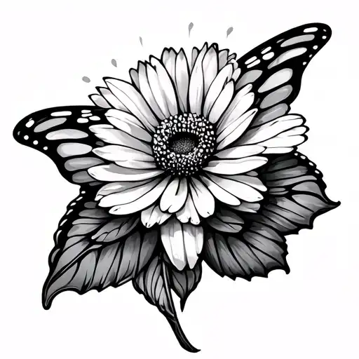 Butterfly Wings With A September Birth Flower Growing