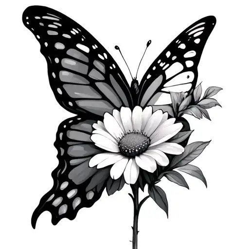 Butterfly Wings With A September Birth Flower Minimalistic