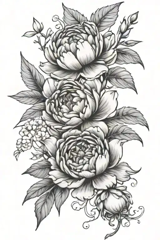 Small Peony And Campanula