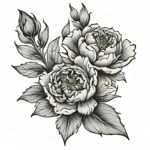 Small Peony And Campanula