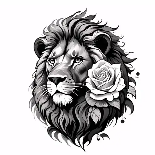 Lion And Rose
