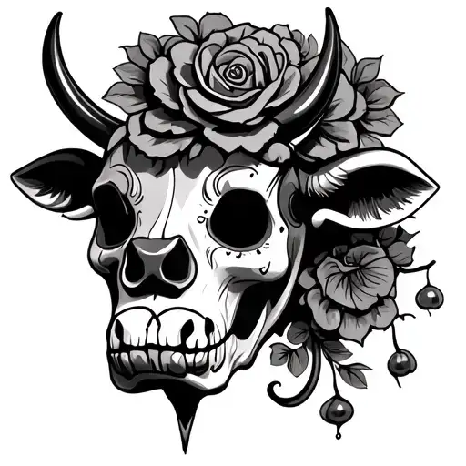 Bull's Head In Style Day Of The Dead