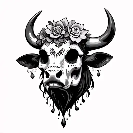 Head Of A Bull In The Style Of Des Los San Muerte