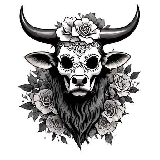 Head Of A Bull In The Style Of Des Los San Muerte