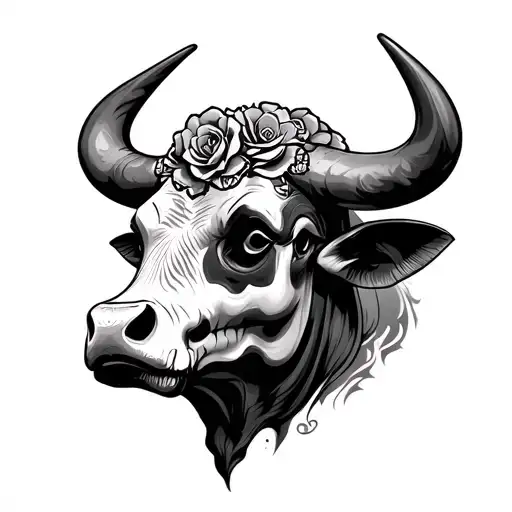 Head Of A Bull In The Style Of Des Los San Muerte
