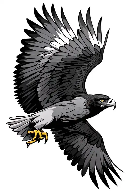 Hawk Flying Facing Forward Coiled