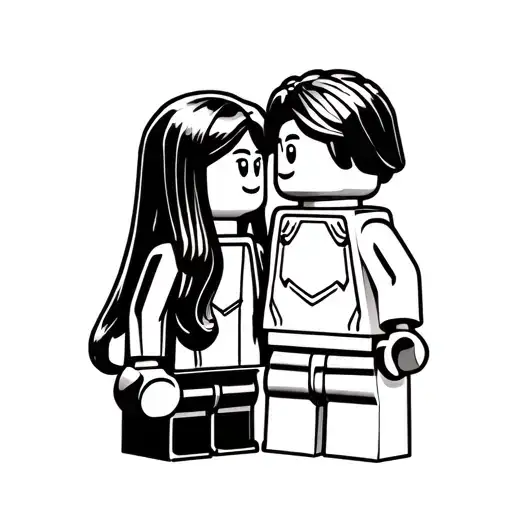 Lego Man Short Hair And Female Long Hair In Love Together