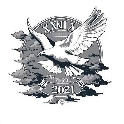 1999 2007 2021 In Roman Numerals With Clouds And A Dove Around It
