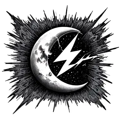 Crescent Moon David Bowie Lightening Bolt