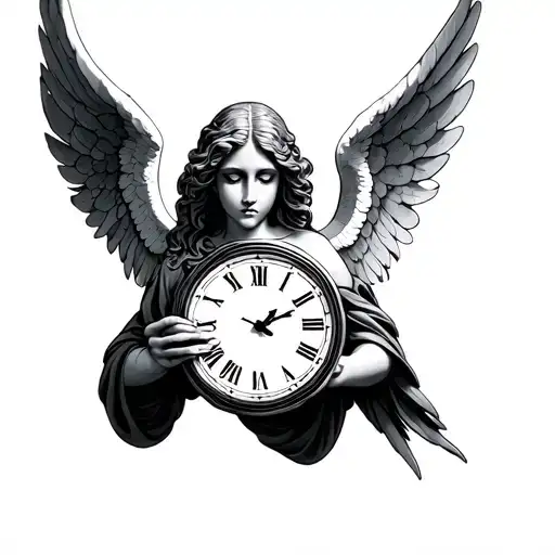 Angel With A Clock In Hand