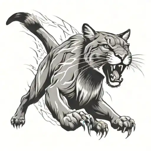 Puma Roaring With Lightning