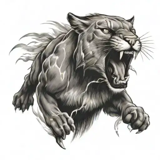 Puma Roaring With Lightning