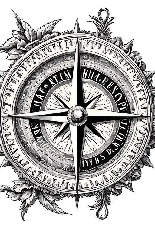 Dollar And Compass Rose Made Entirely Of Intricate