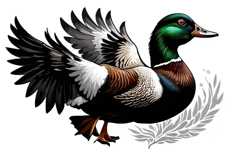 Mallard And Hen In Flight