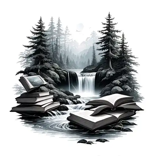 Seratonin Chemistry Nature Made Up Of Trees Waterfall And Books