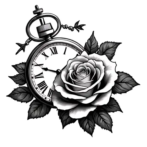 Cross And Stopwatch And Rose