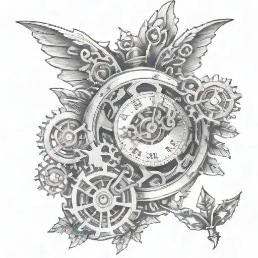 Pocket Watch Surrounded By Gears