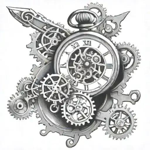 Pocket Watch Surrounded By Gears
