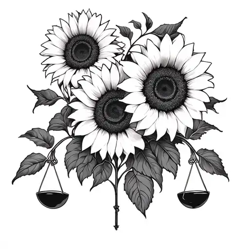 Libra With Sunflowers