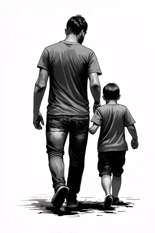 Father And Son Walking