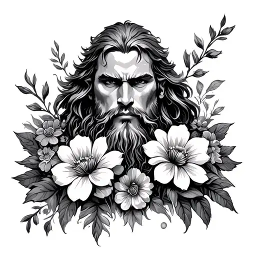 Norse Man Surrounded By Flowers