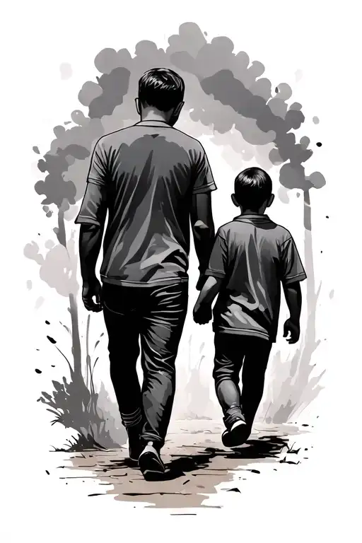 Father And Son Walking