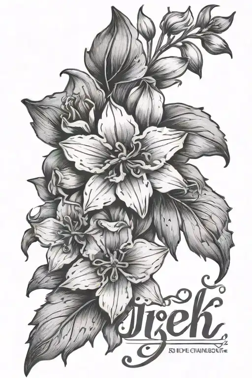 Larkspur Flower With The Word Jireh