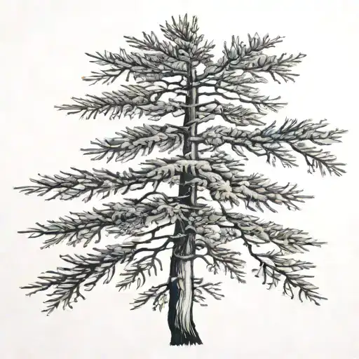 Douglas Fir Tree Fading Away Black And White