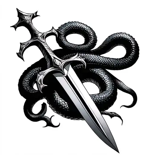 Cross Sword Of Mikheal With Evil Snake