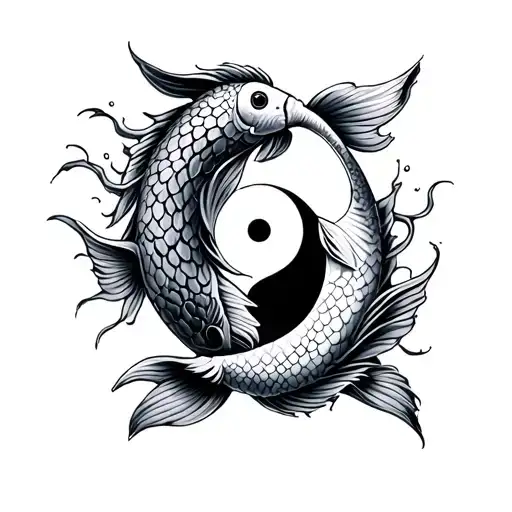 Gemini Koi Fish Yin Yang Symbol With Xavier In The Middle